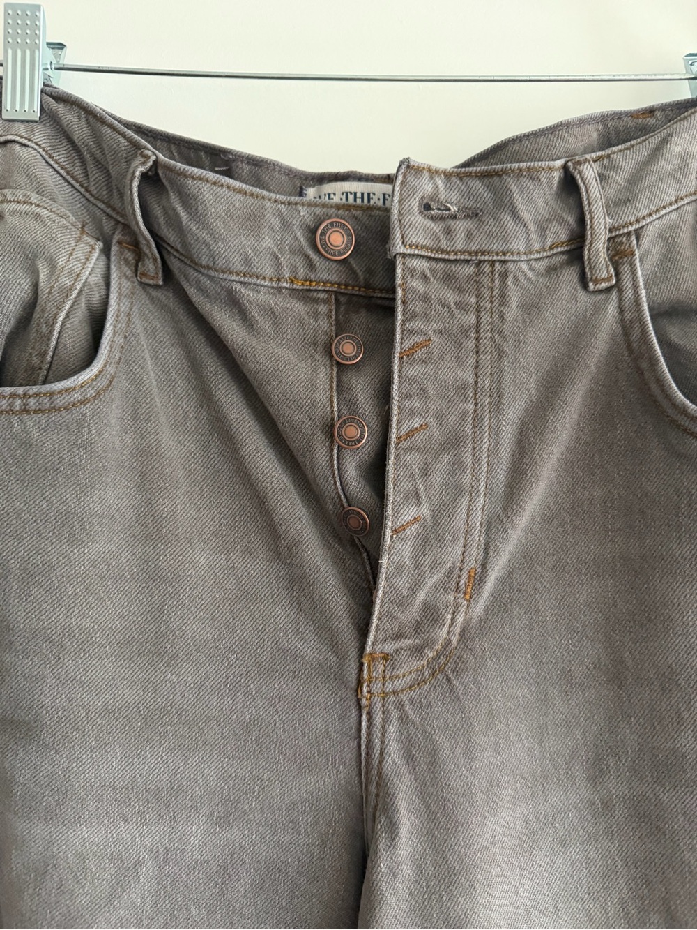We The Free Wide-Leg Button-Fly Gray Jeans - Picture 2 of 6